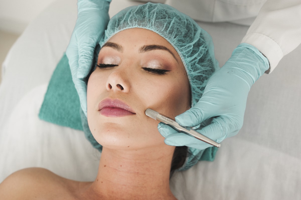 A precise exfoliation treatment being carried out in a clinical treatment room